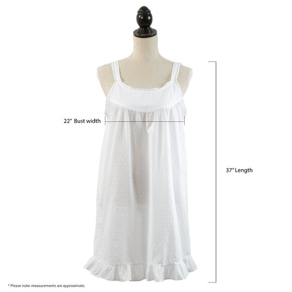 Blue 100% Cotton Embroidered Nightgown Nightdress lightweight cool eyelet trim - Picture 4 of 7